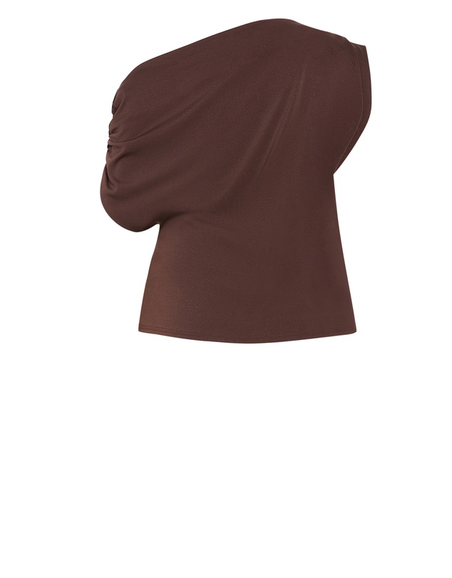 City Chic - Plus size Imani Off Shoulder Top - chocolate