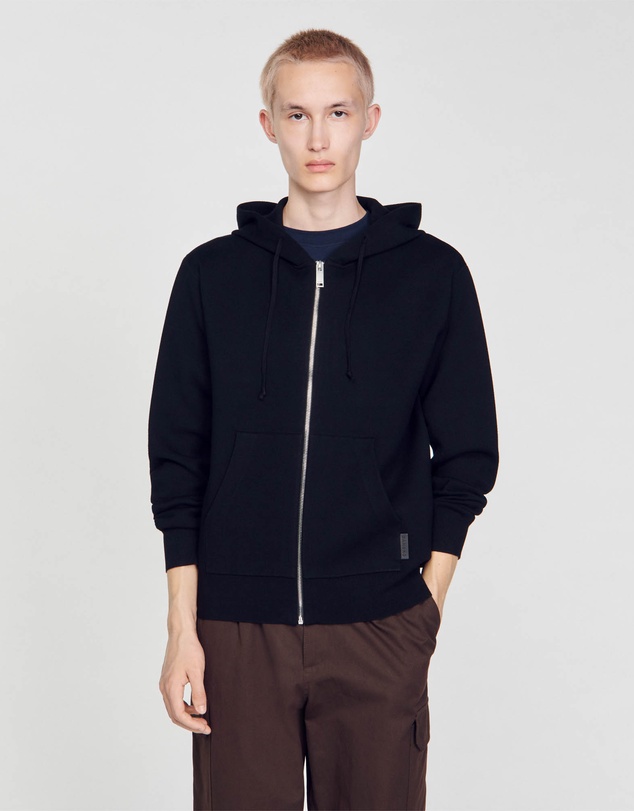 Sandro - HOME PATCH EN CUIR SWEAT CARDIGAN