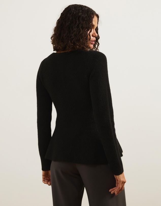Atmos&Here - Ivy Boat Neck LS Peplum Knit Top