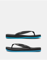 Boomerangz Footwear - Men's Black/Blue Thongs with arch support and 2 x interchangeable straps
