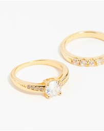 Lovisa - Gold Plated Cubic Zirconia Engaement Ring Set