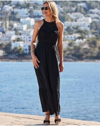 Sosandar - Crochet Halter Neck Maxi Dress