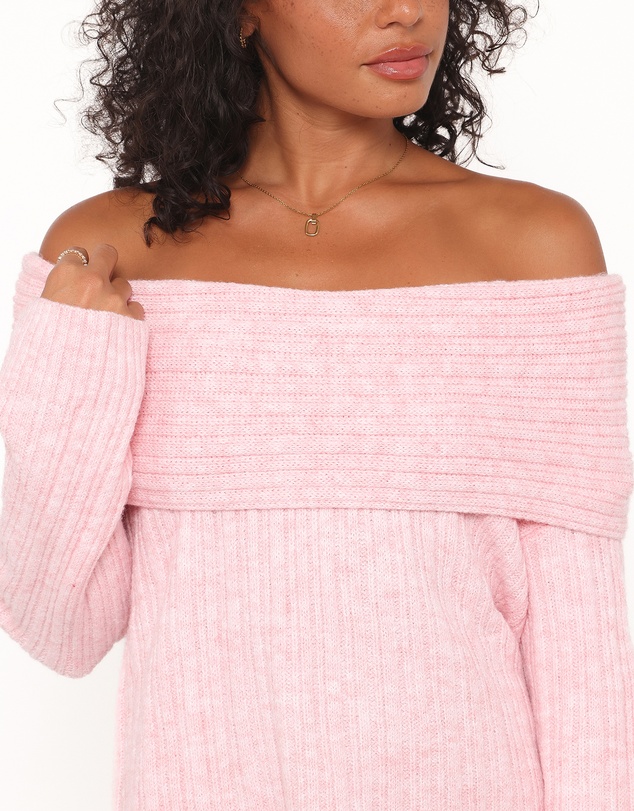 Petal & Pup - Kenny Off Shoulder Knit Sweater - Light Pink