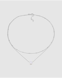 Elli Jewelry - Necklace Choker Basic Layer with Moonstone in 925 Sterling Silver