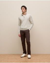 Trenery - Merino Half Zip in Stone