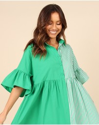 Petal & Pup - Didi Frill Mini Dress - Green Stripe