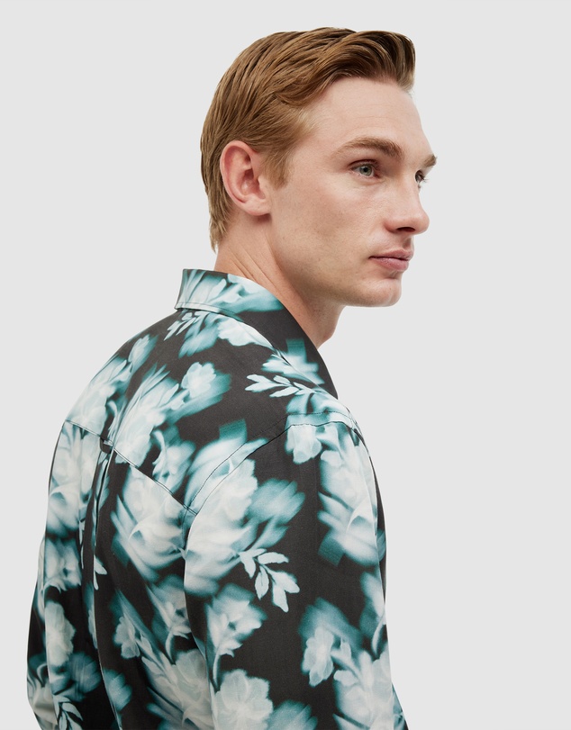 Politix - Distorted Floral Printed Long Sleeve Shirt
