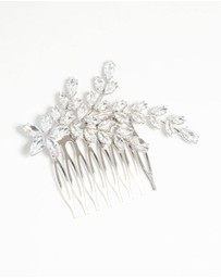Lovisa - Silver Diamante Flower & Leaf Hair Comb