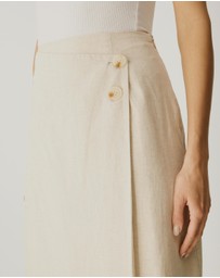 Atmos&Here - Alva Linen Blend Wrap Midi Skirt