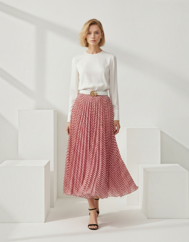 Mossée - Lucy Summer Stripe Pleated Skirt