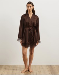 Atmos&Here - Pearl Lace Trim Satin Robe