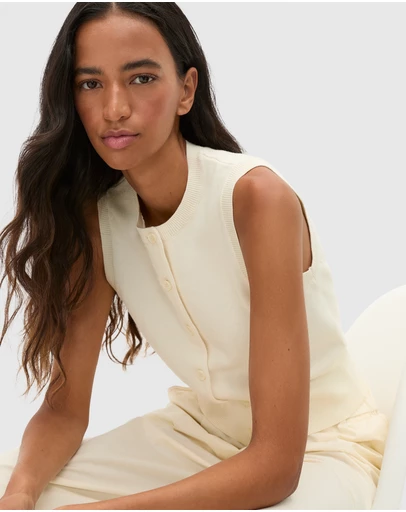 Seed Heritage - Cotton Blend Button Knit Vest