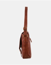 Pierre Cardin - Pierre Cardin Men's Rustic Leather Computer Satchel