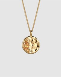 Elli Jewelry - Soleil Textured Medallion Necklace in Gold-Plated 925 Sterling Silver