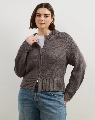 Atmos&Here Curvy - Zip Through Cardigan