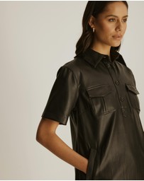 Atmos&Here - Tori PU Mini Shirt Dress