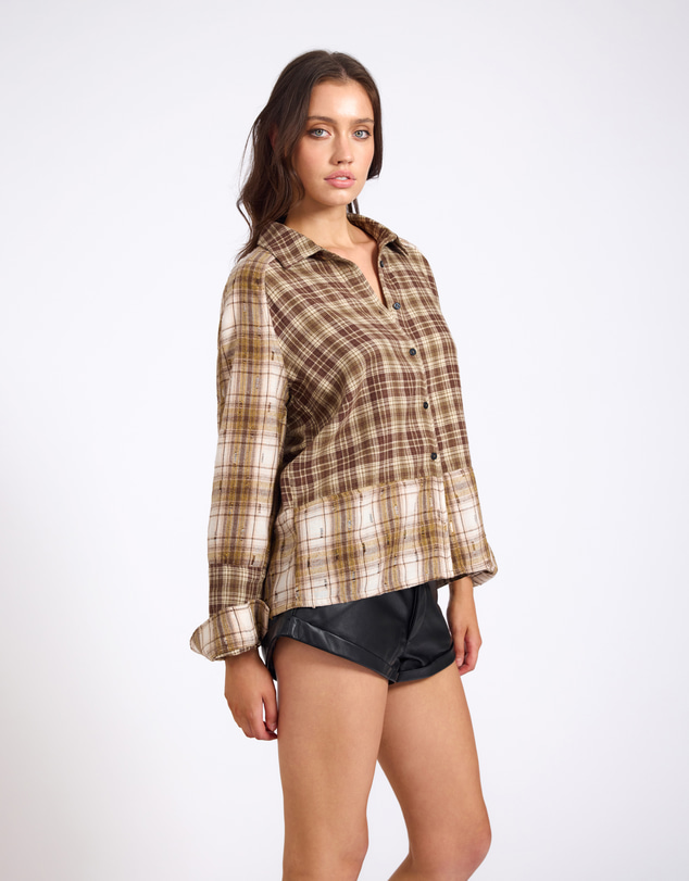 ONE TEASPOON - Rodeo Rust Patchwork Flannel Shirt