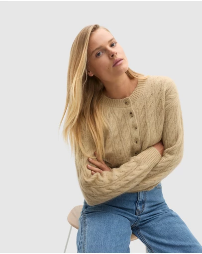 Seed Heritage - Cable Cropped Button Cardi