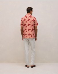 Trenery - Escher Camp Collar Shirt in Crimson