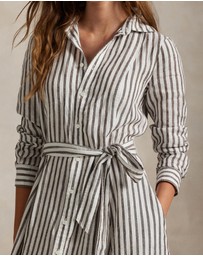 Polo Ralph Lauren - Belted Striped Linen A-Line Shirtdress