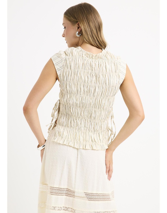 Subtitled - Belly Shirred Tie Top