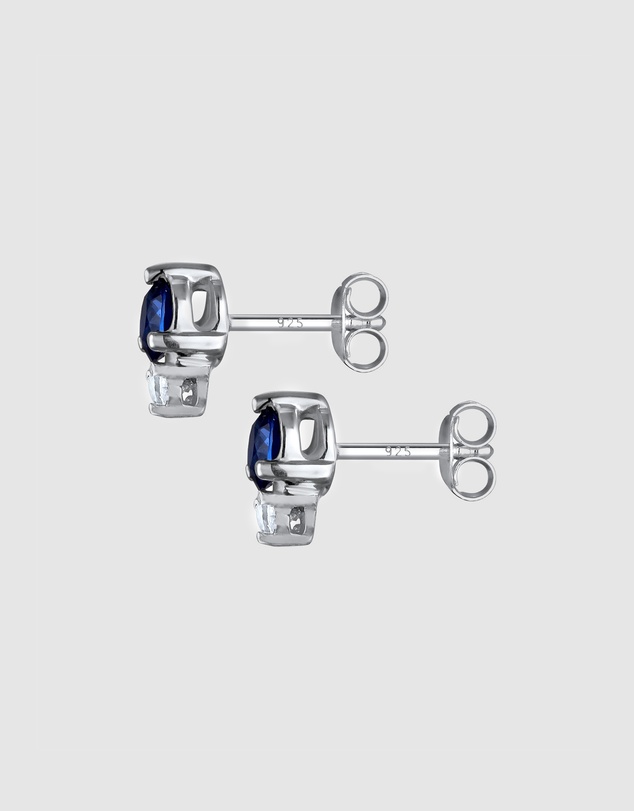 Elli Jewelry - Sapphire and Zirconia Stud Earrings in 925 Silver