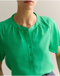 Trenery - Gather Detail Flutter Sleeve Blouse in Billiard Green