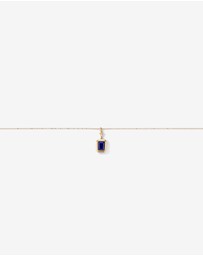 Michael Hill - Emerald Cut Created Sapphire Bezel Pendant with Chain in 10kt Yellow Gold