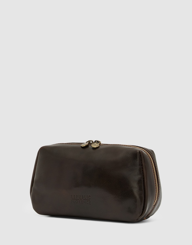 Republic of Florence - The Otto Chocolate Leather Dopp kit