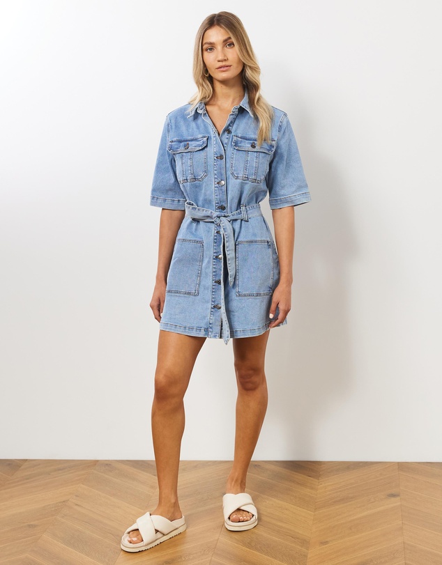 Atmos&Here - Zarah Short Sleeve Denim Mini Dress