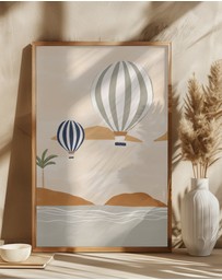 Olive et Oriel - Airballoons In Dessert by Ivy Green Illustrations Art Print