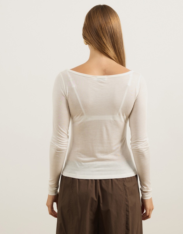 Atmos&Here - Wool Blend Boat Neck Long Sleeve Top