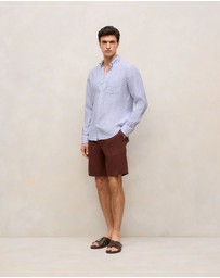 Trenery - Linen Patch Pocket Drawcord Short in Espresso