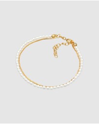 Elli Jewelry - Bracelet Layer Elegant with shell core pearls in 925 sterling silver gold plated