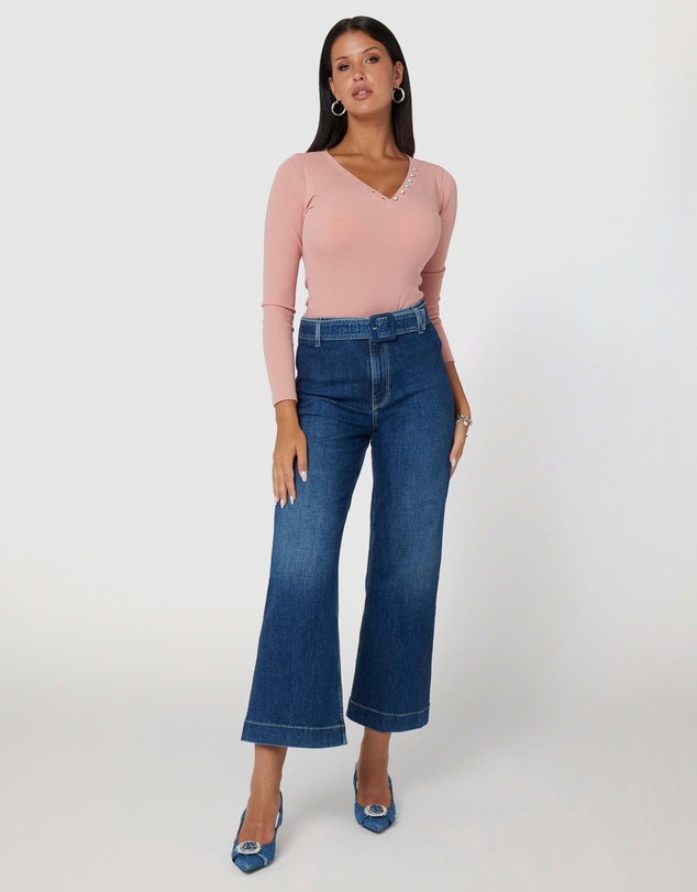 GUESS - LS Kyla Rib Henley Top