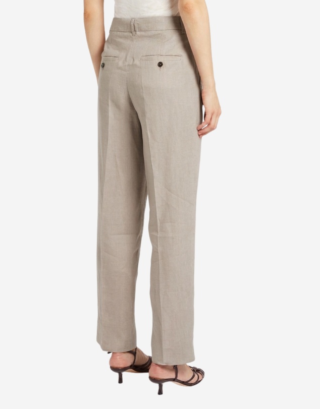 Marella - Linen Tapered Pleat-Front Pants