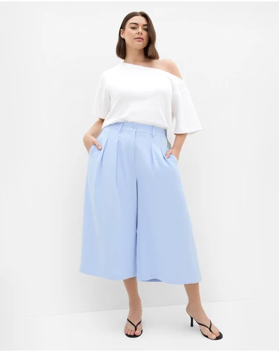 City Chic - Plus size Abbie Crop Pant - sky blue