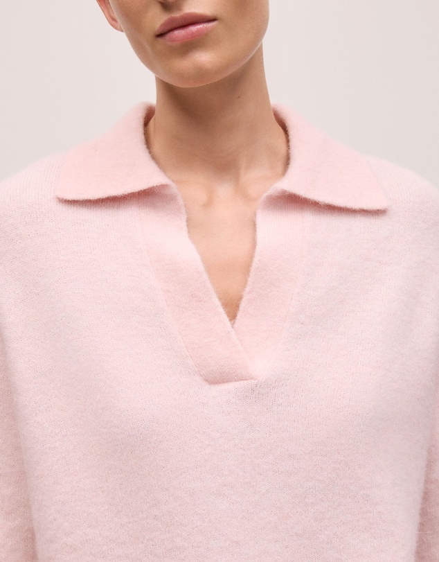 Trenery - Alpaca Merino Blend Polo in Rose Quartz