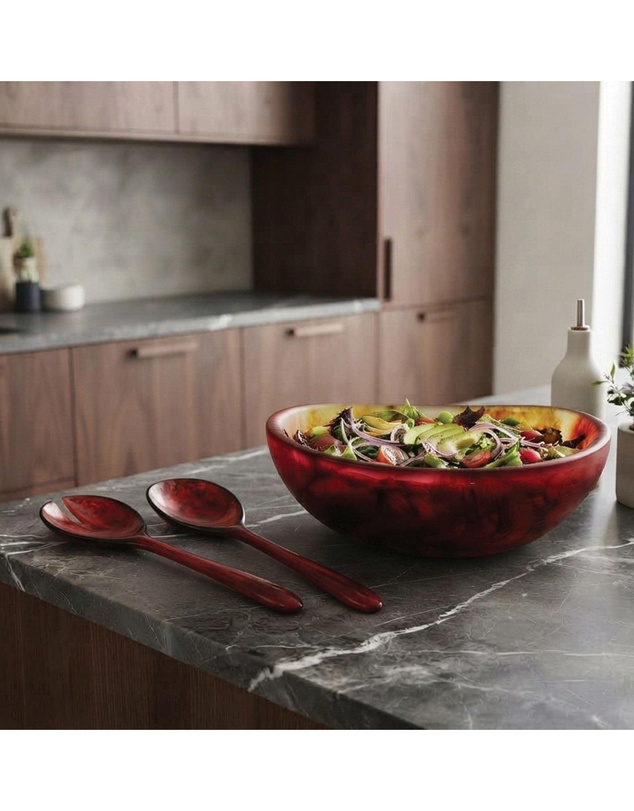 Urban Attitude - Urban Attitude RAQS Salad Bowl Height: 11.5cm, Width: 29.5cm, Length: 31cm - Berry Red