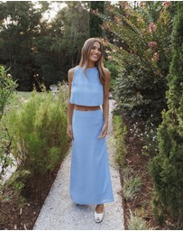 Petal & Pup - Madison Linen Column Skirt - Blue