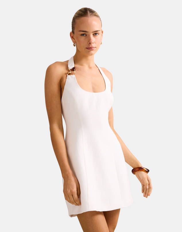 Forever New - Tash Hardware Halter Neck Linen Mini Dress