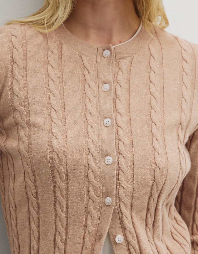 Country Road - Organically Grown Cotton Blend Cable Knit Cardigan