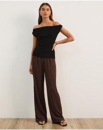 Atmos&Here - Alba Textured Wide Leg Pants