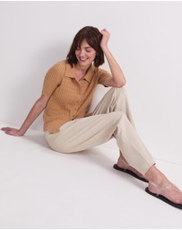 Sportscraft - Cotton Cable Short Sleeve Knit Top