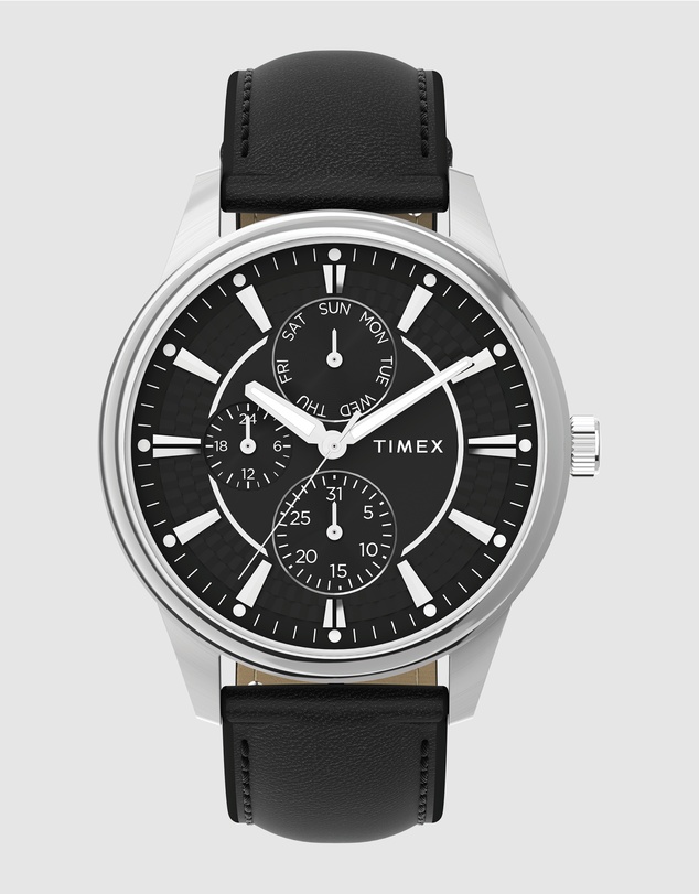 TIMEX - Chicago 45mm Leather Strap Watch