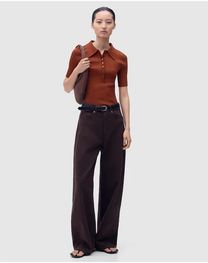 M.N.G - Polo-Neck Ribbed Sweater