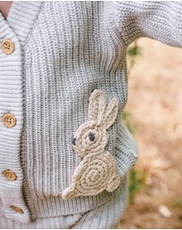 Kynd Baby - Knit Bunny Cardigan in Snow Marle