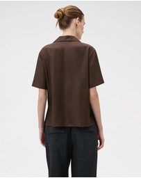 Oroton - Ribbon Trim Silk Camp Shirt