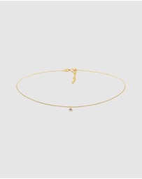 Elli Jewelry - Necklace Choker with Tourmaline Quartz Solitaire in 925 Sterling Silver gold plated