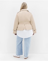 City Chic - Plus size Leah Crop Trench - taupe